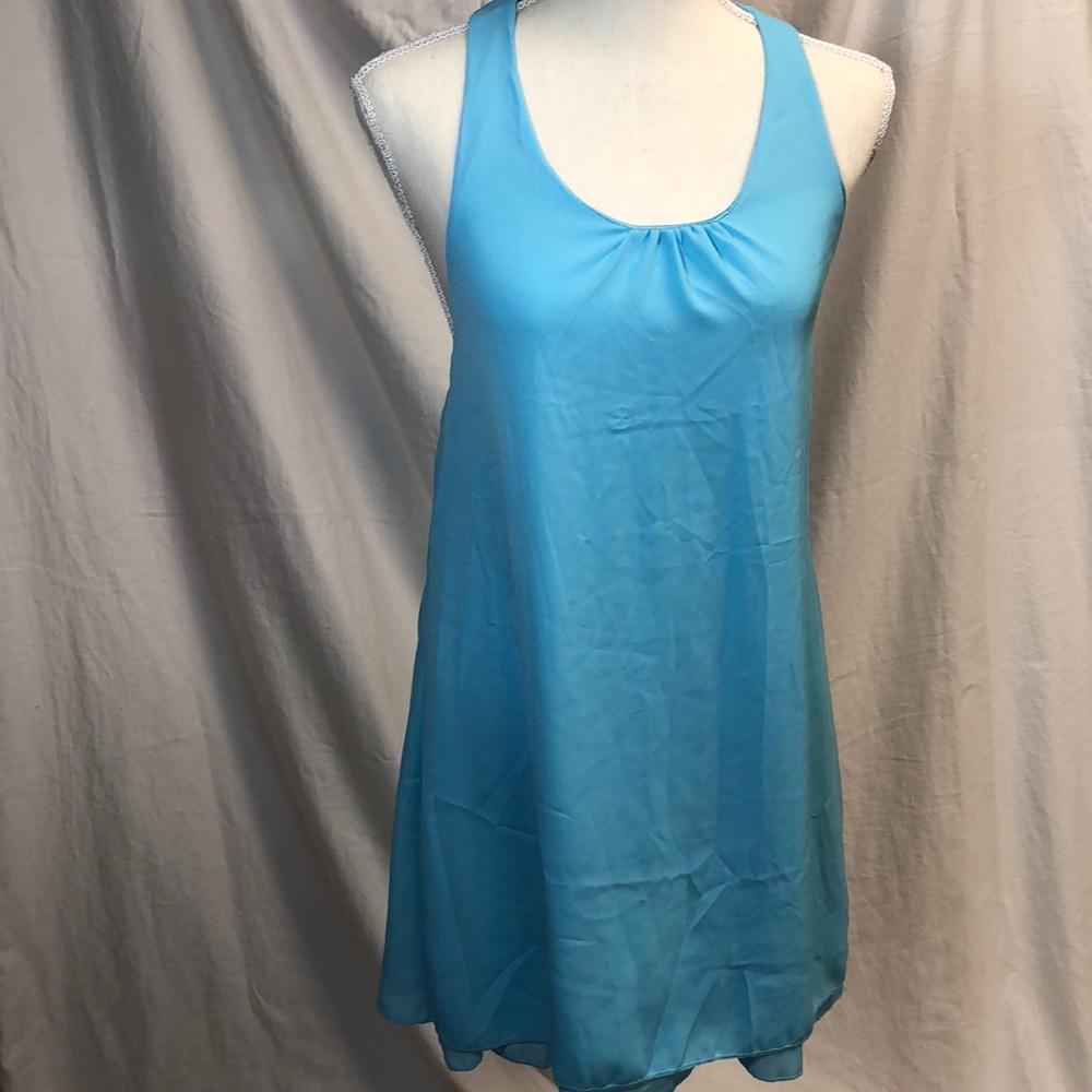 Adorable back! Baby blue lined dress!